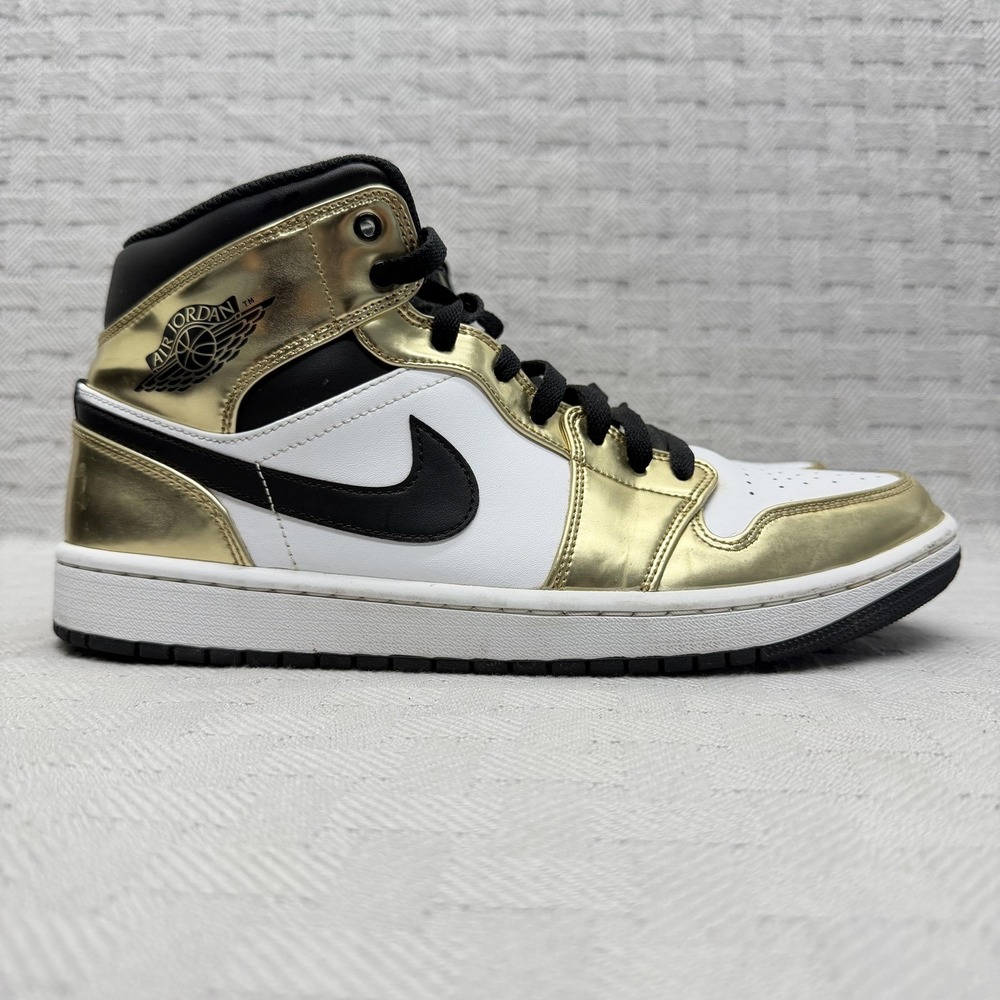 Nike Air Jordan 1 Mid SE‎ Metallic Gold Shoes Mens Size 10.5 DC1419-700